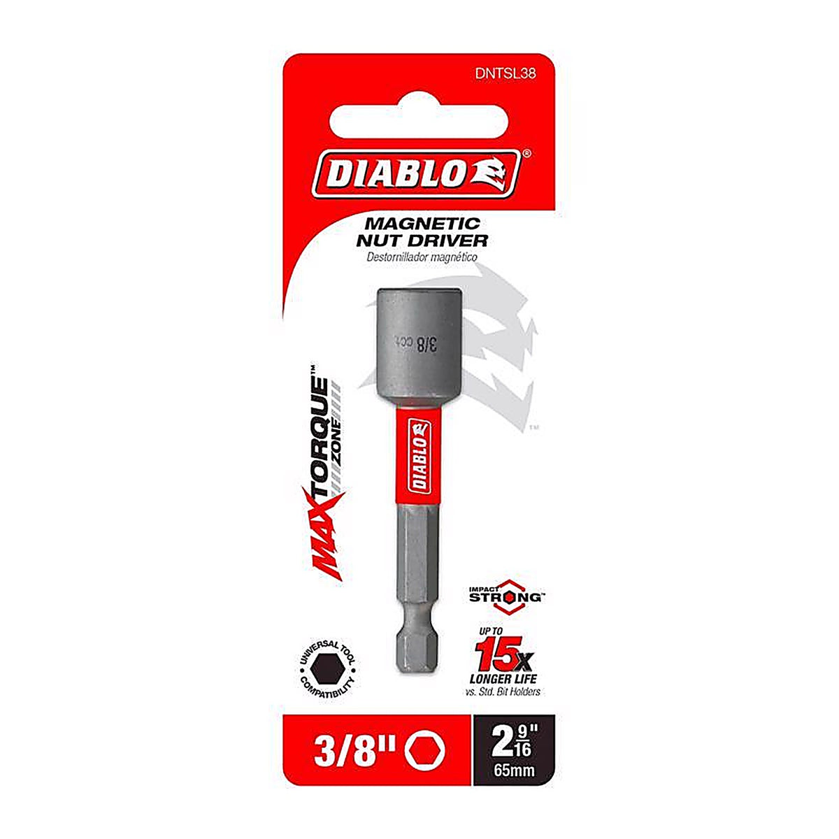 Diablo - DNTSL38 - 3/8 In. X 2-9/16 In. L Black Oxide Magnetic Nut Setter 1 Piece