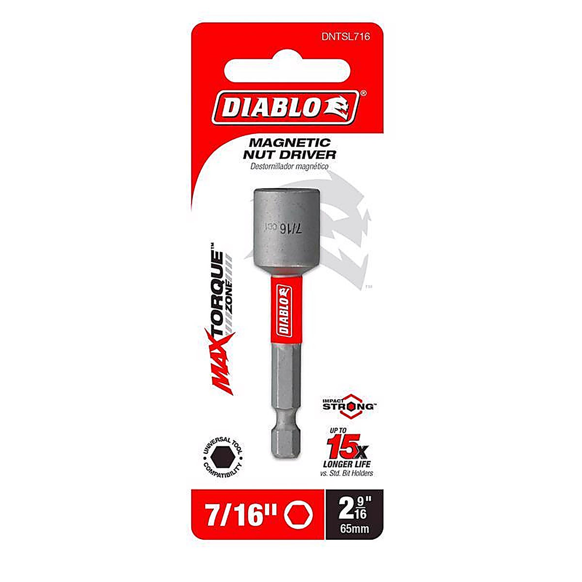 Diablo - DNTSS716 - 7/16 In. X 1-7/8 In. L Black Oxide Magnetic Nut Setter 1 Piece