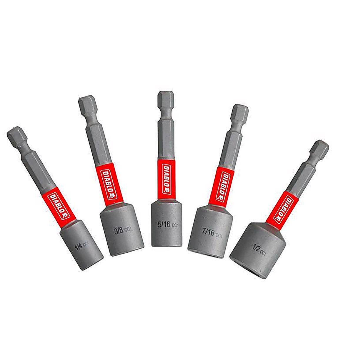 Diablo - DNTSL-S5 - 2-9/16 In. L Black Oxide Magnetic Nut Setter Set 5 Piece