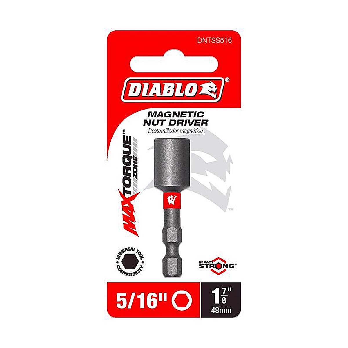 Diablo - DNTSS516 - 5/16 In. X 1-7/8 In. L Black Oxide Magnetic Nut Setter 1 Piece