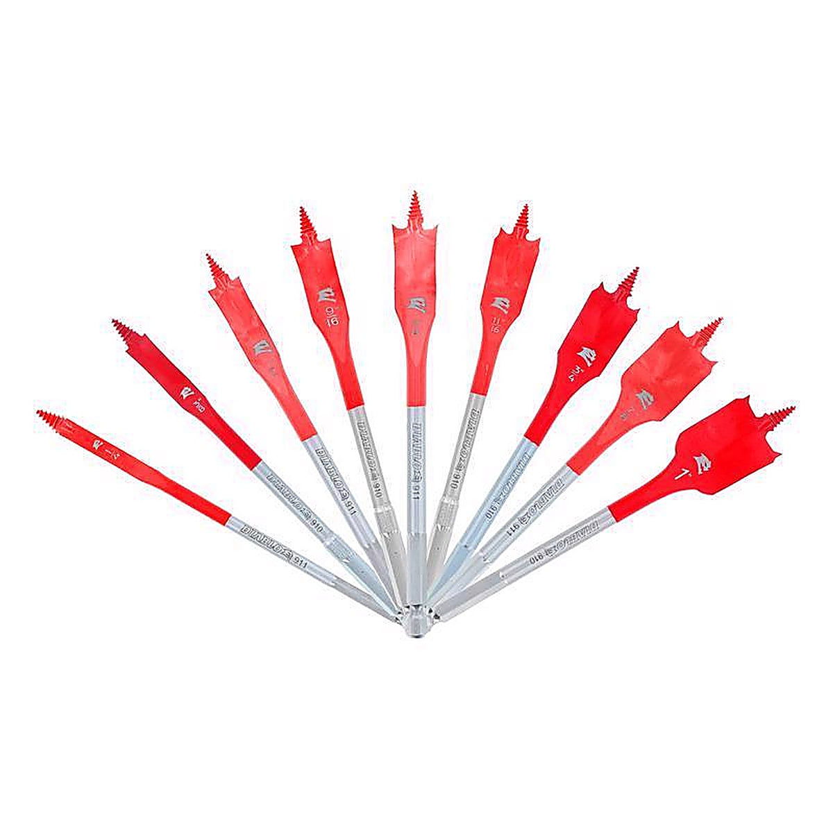 Diablo - DSP2930-S9 - 6 In. L High Speed Steel Clean Wood Spade Bit Set HEX Shank 9 Piece