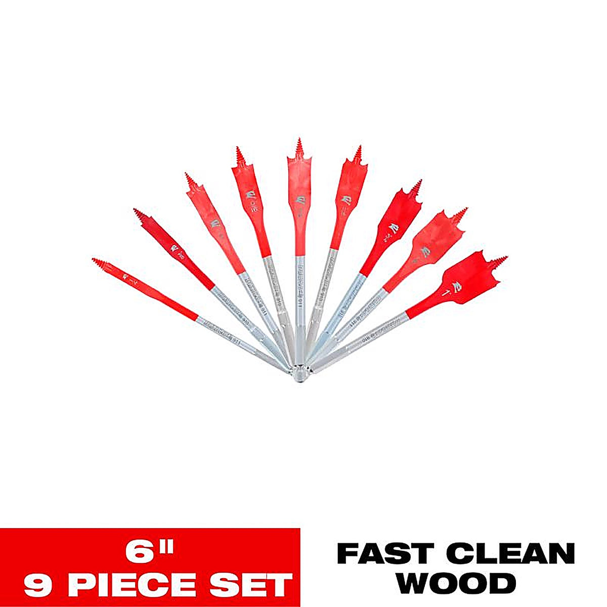 Diablo - DSP2930-S9 - 6 In. L High Speed Steel Clean Wood Spade Bit Set HEX Shank 9 Piece