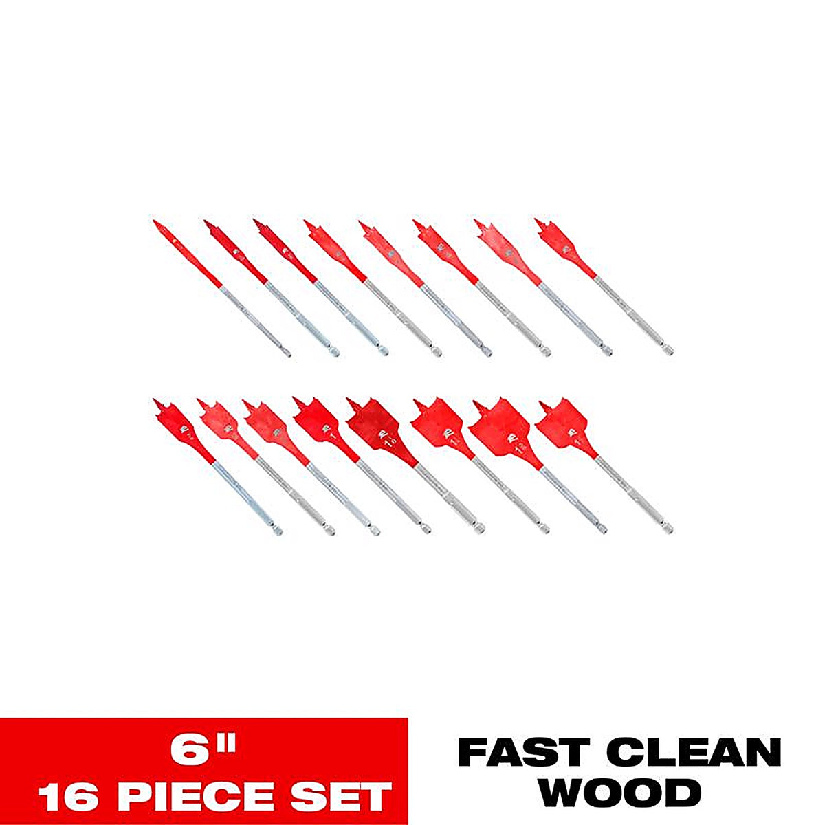 Diablo - DSP2980-S16 - 6 In. L High Speed Steel Clean Wood Spade Bit Set HEX Shank 16 Piece