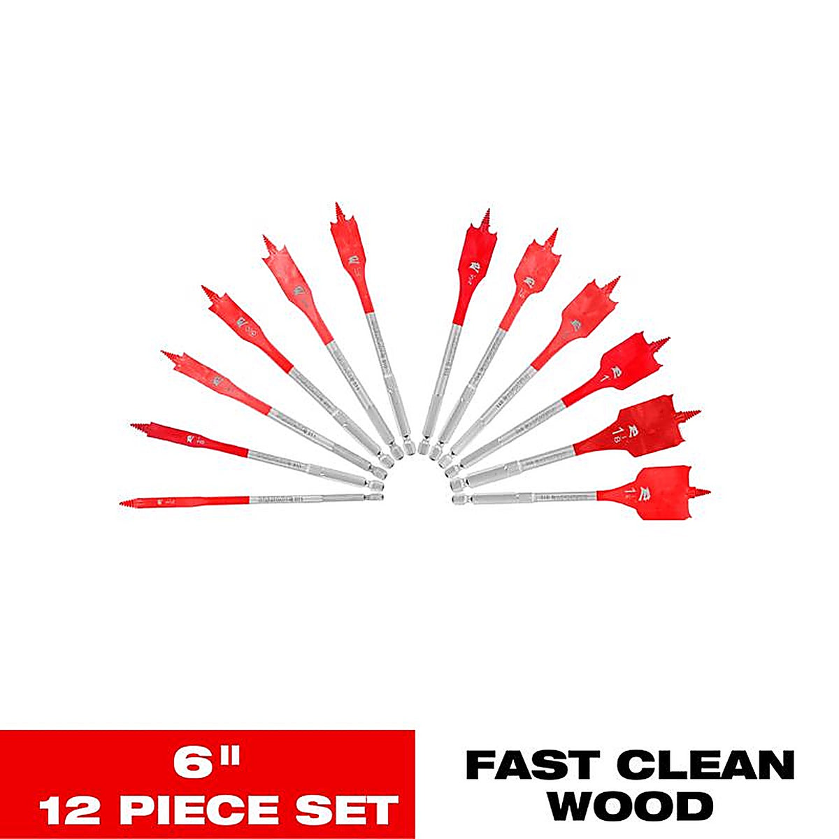 Diablo - DSP2950-S12 - 6 In. L High Speed Steel Clean Wood Spade Bit Set HEX Shank 12 Piece