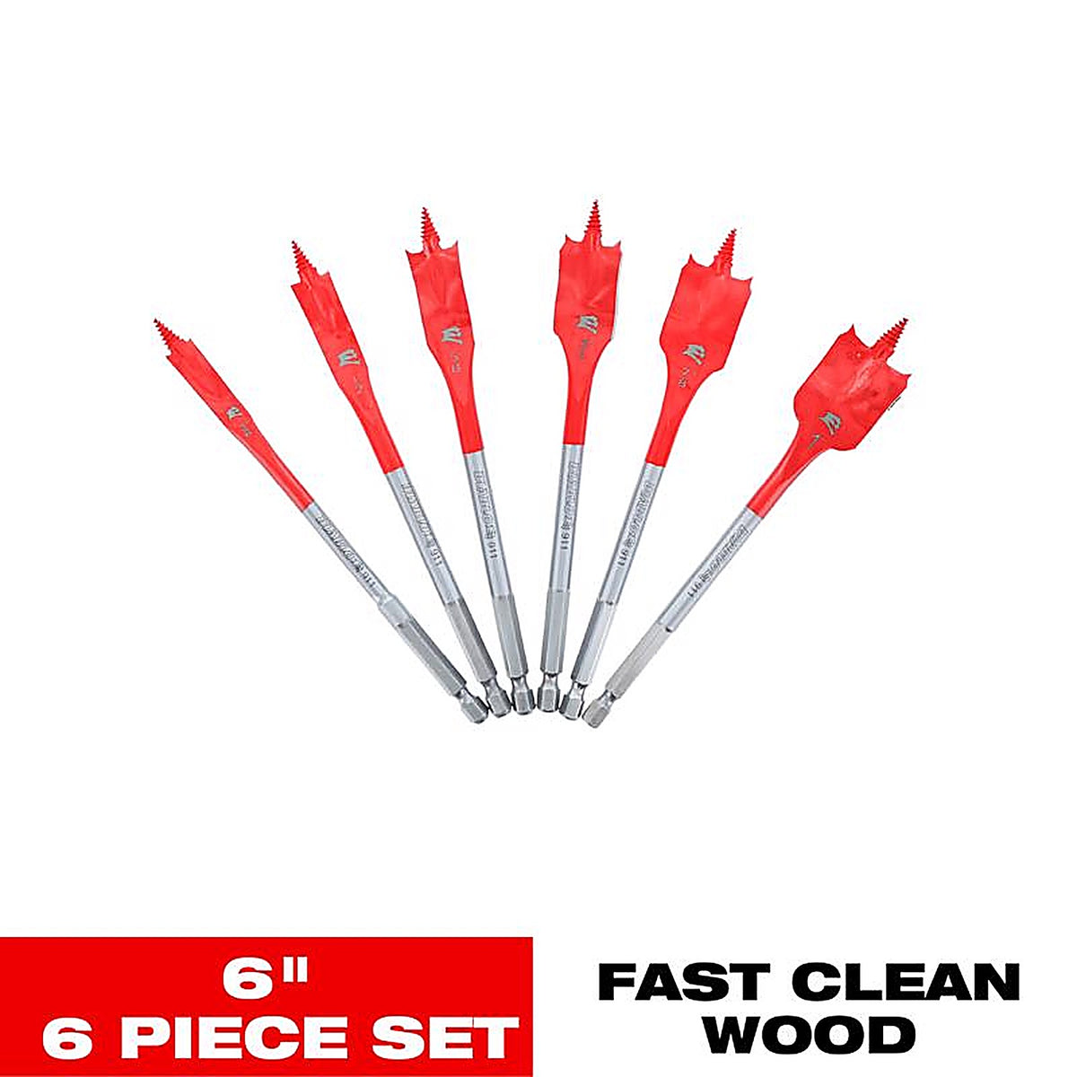 Diablo - DSP2920-S6 - 6 In. L High Speed Steel Clean Wood Spade Bit Set HEX Shank 6 Piece