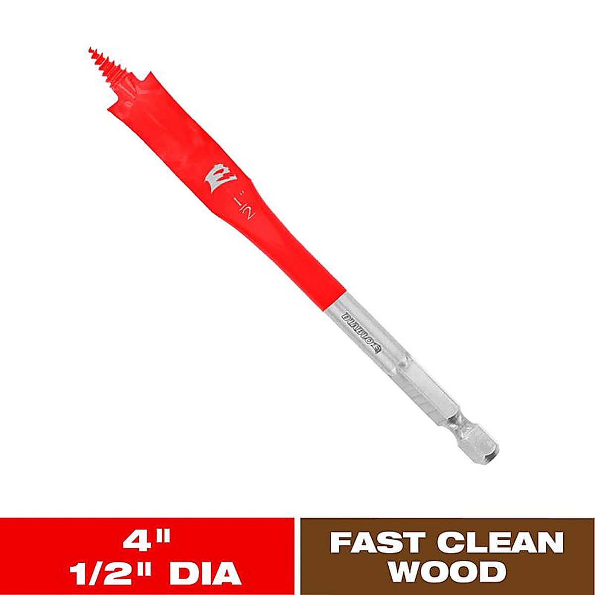 Diablo - DSP1020 - 1/2 In. X 4 In. L High Speed Steel Clean Wood Spade Bit HEX Shank 1 Pack