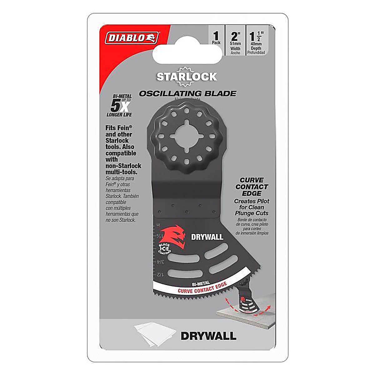 Diablo - DOS200RBD - Starlock 2 In. W Bi-Metal Semi-Circle Oscillating Blade Drywall 1 Pack