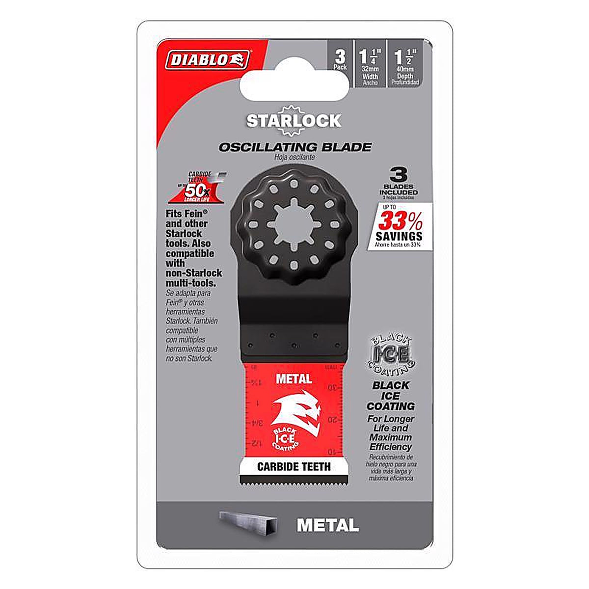 Diablo - DOS125CF3 - Starlock 1-1/4 In. W Carbide Oscillating Blade Metal 3 Pack