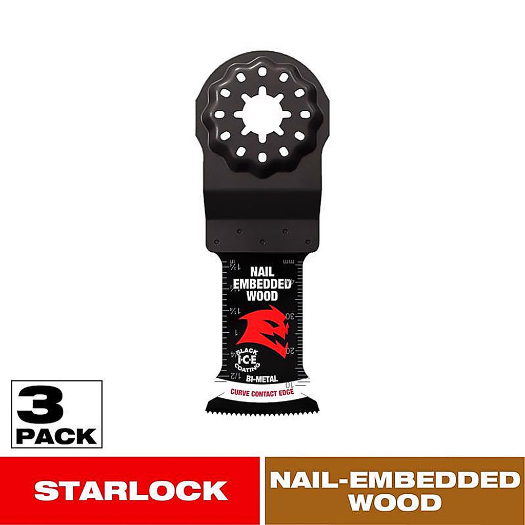 Diablo - DOS125BW3 - Starlock 1-1/4 In. W Bi-Metal Curved Contact Edge Oscillating Blade Nail-Embedded Wood 3 Pack