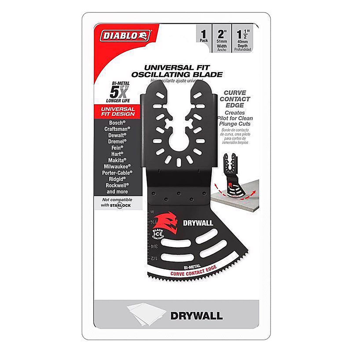 Diablo - DOU200RBD - 2 In. X 2 In. W Bi-Metal Oscillating Blade Drywall 1 Pack