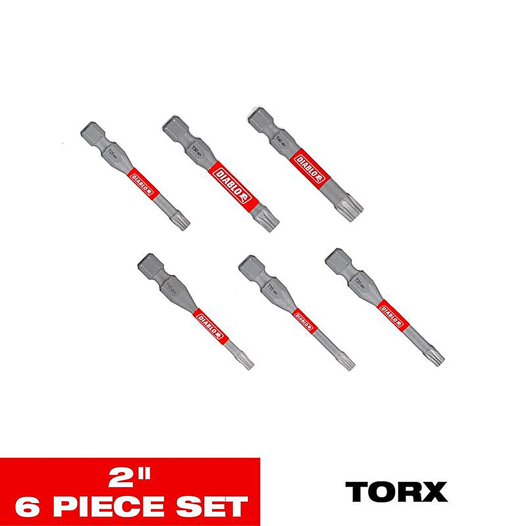 Diablo - DTV2-S6 - Torx 2 In. L Drive Bit Set Black Oxide 6 Piece