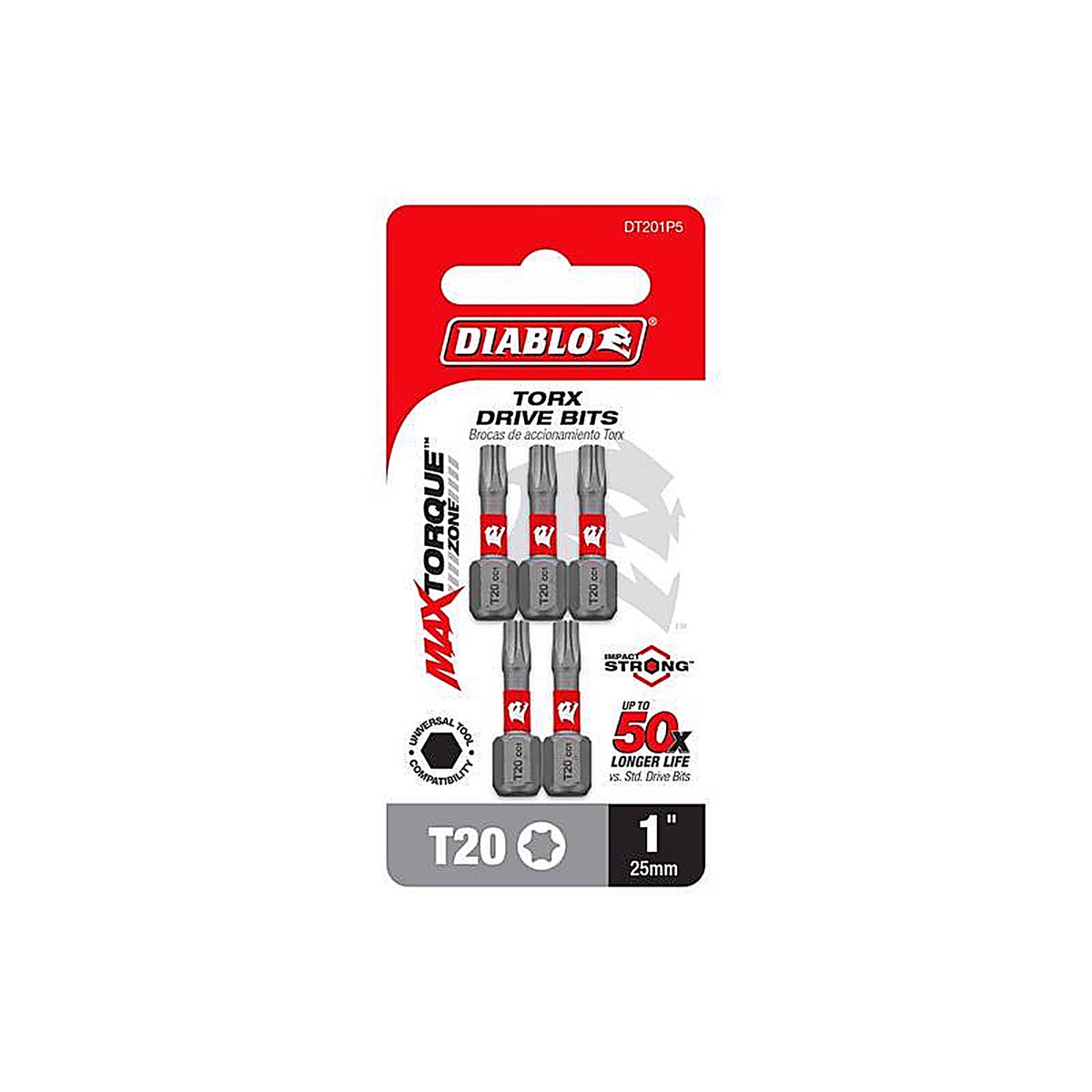 Diablo - DT201P5 - Torx #20 X 1 In. L Driver Bit Black Oxide 5 Pack