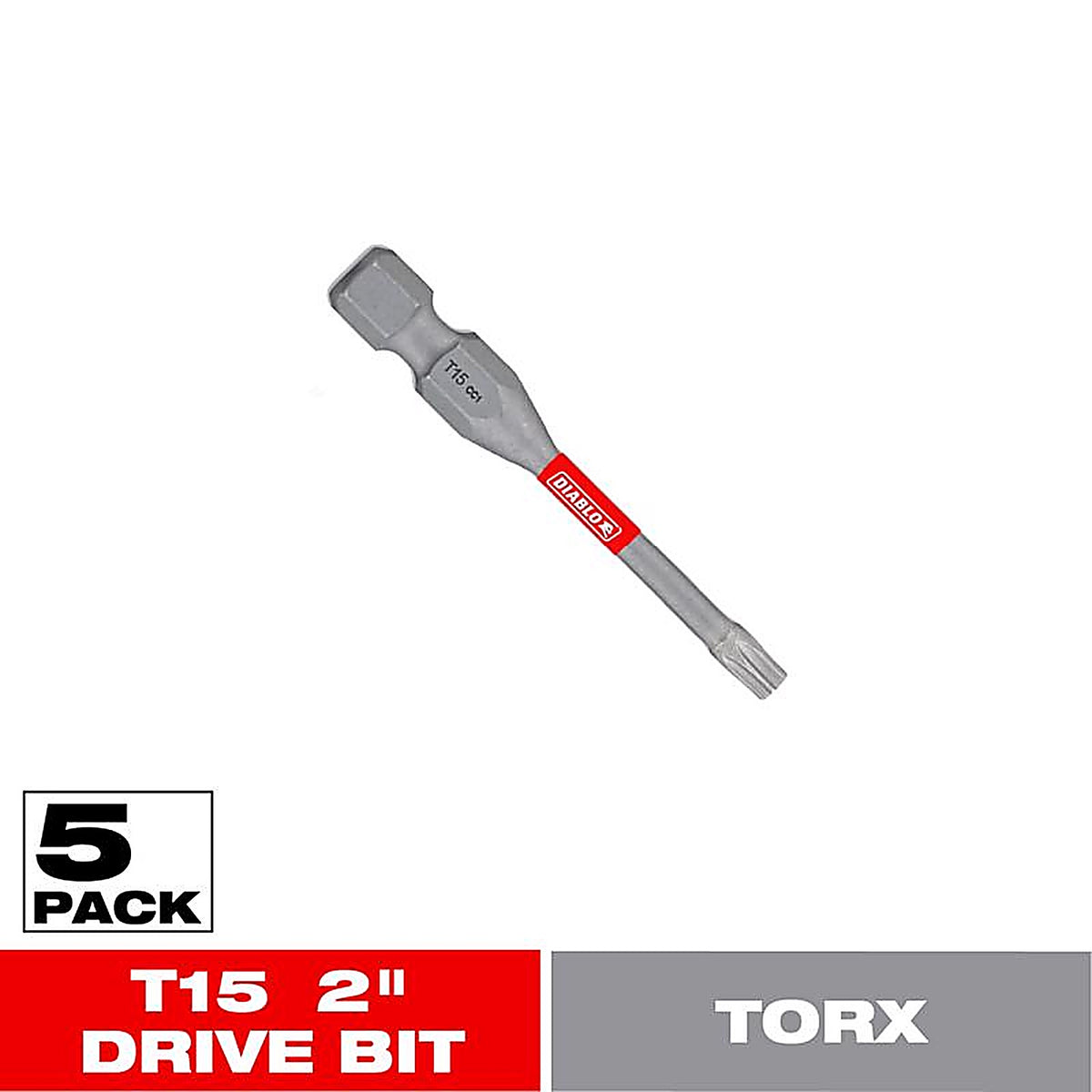 Diablo - DT152P5 - Torx #15 X 2 In. L Driver Bit Black Oxide 5 Pack
