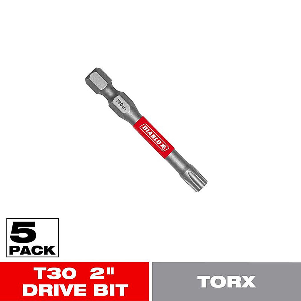 Diablo - DT302P5 - Torx #30 X 2 In. L Driver Bit Black Oxide 5 Pack
