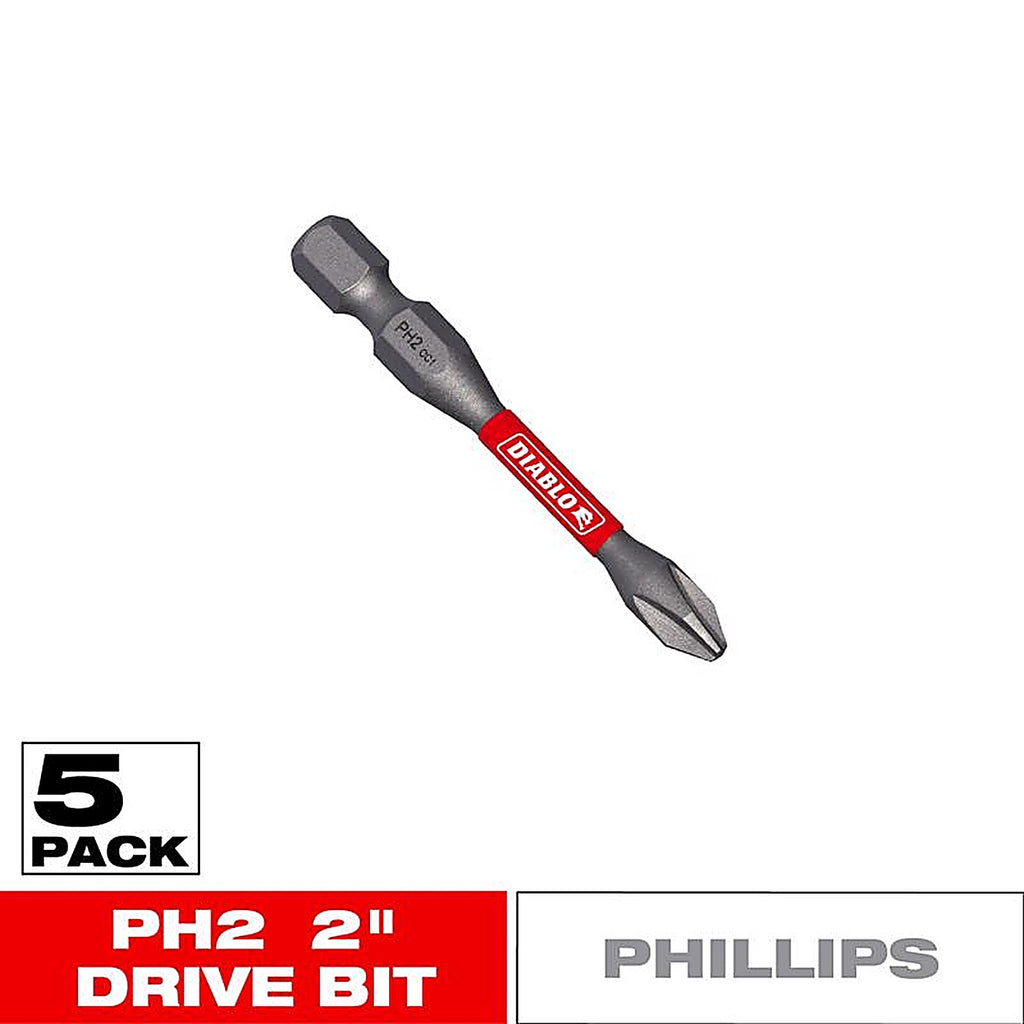 Diablo - DPH22P5 - Phillips #2 X 2 In. L Driver Bit Black Oxide 5 Pack