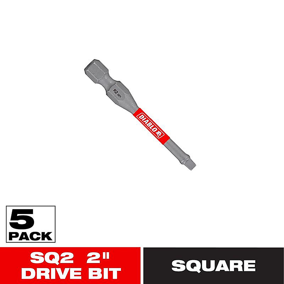Diablo - DSQ22P5 - Square #2 X 2 In. L Driver Bit Black Oxide 5 Pack