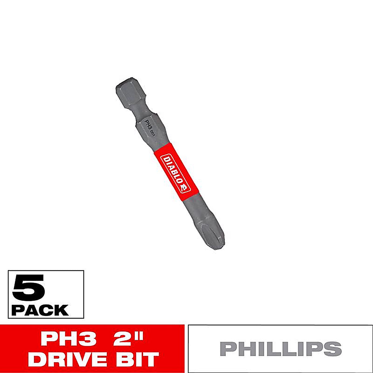 Diablo - DPH32P5 - Phillips #3 X 2 In. L Driver Bit Black Oxide 5 Pack
