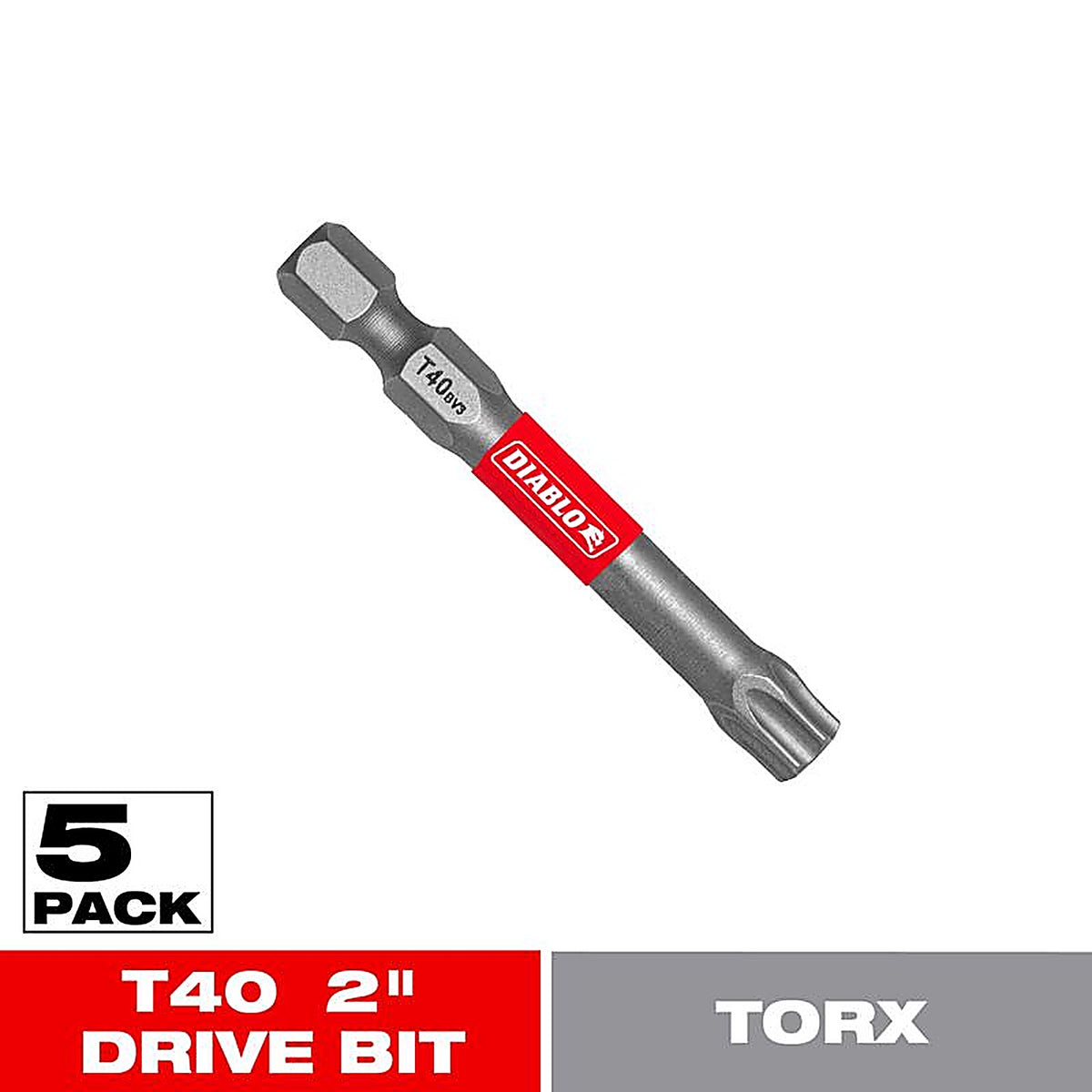 Diablo - DT402P5 - Torx #40 X 2 In. L Driver Bit Black Oxide 5 Pack