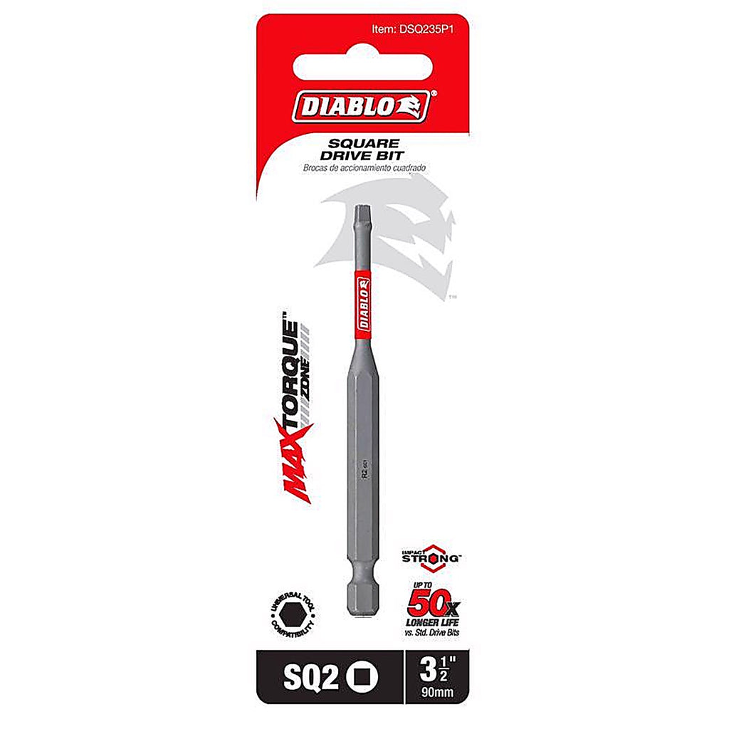 Diablo - DSQ235P1 - Square #2 X 3-1/2 In. L Sq2 Driver Bit Black Oxide 1 Piece