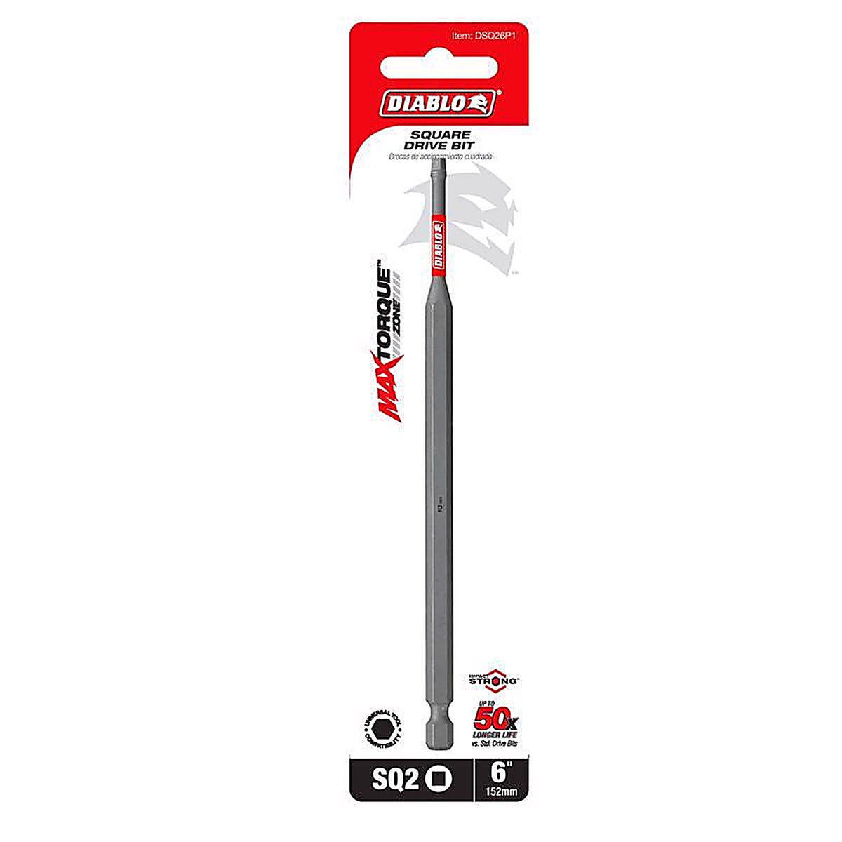 Diablo - DSQ26P1 - Square #2 X 6 In. L Sq2 Driver Bit Black Oxide 1 Piece