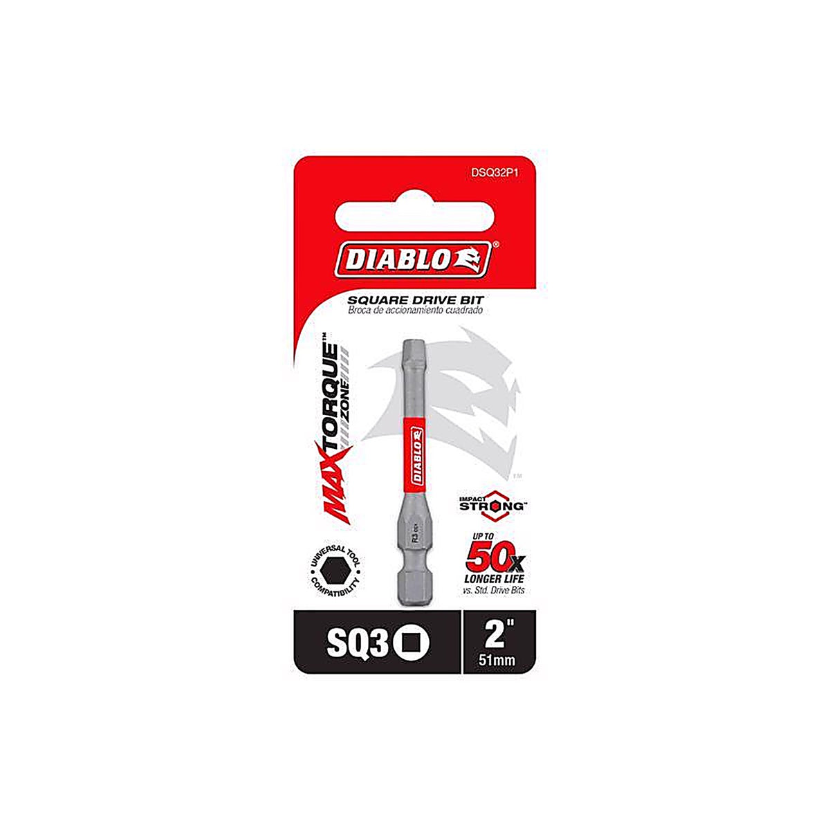 Diablo - DSQ32P1 - Square #3 X 2 In. L Sq3 Driver Bit Black Oxide 1 Piece