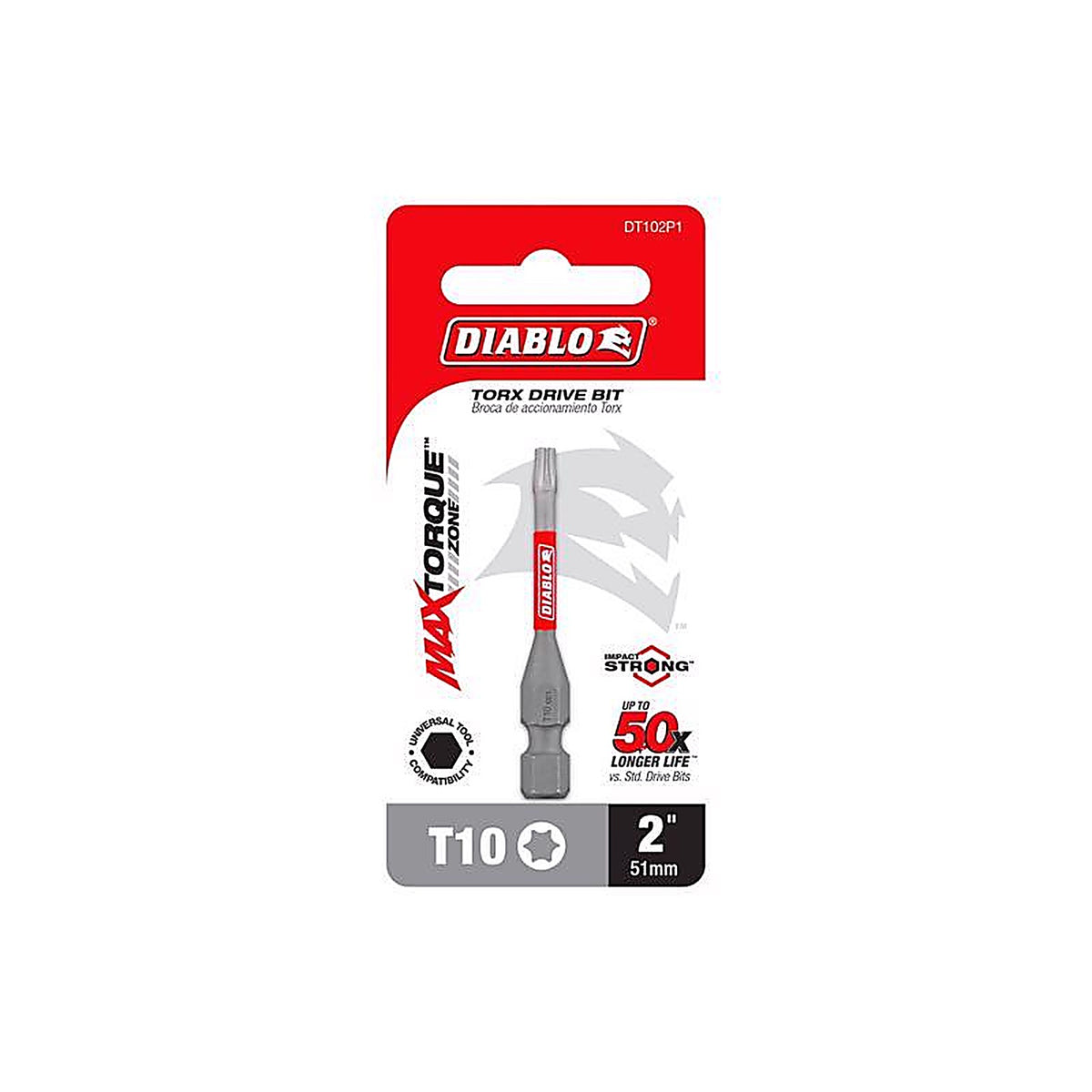 Diablo - DT102P1 - Torx #10 X 2 In. L Driver Bit Black Oxide 1 Piece