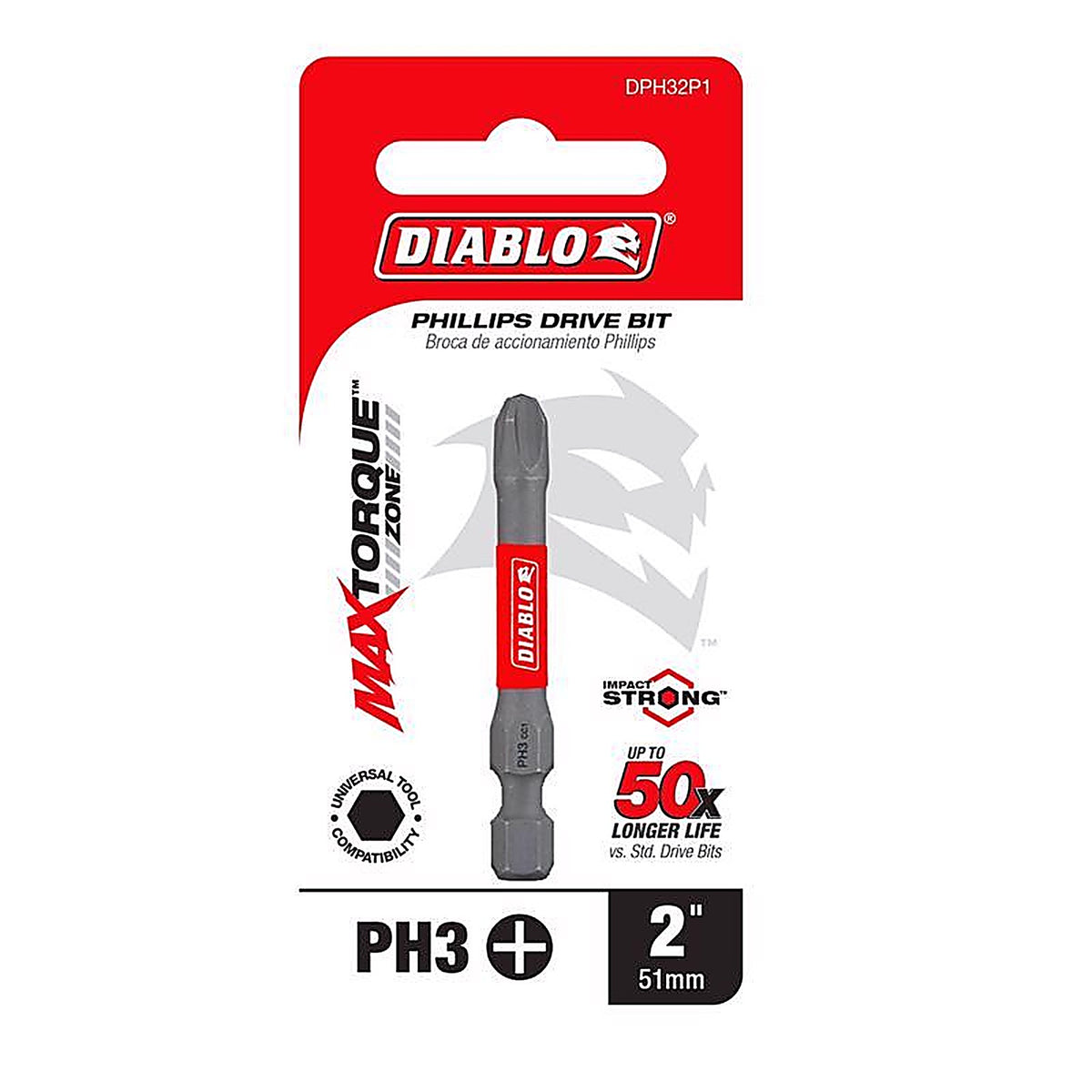 Diablo - DPH32P1 - Phillips #3 X 2 In. L Driver Bit Black Oxide 1 Piece