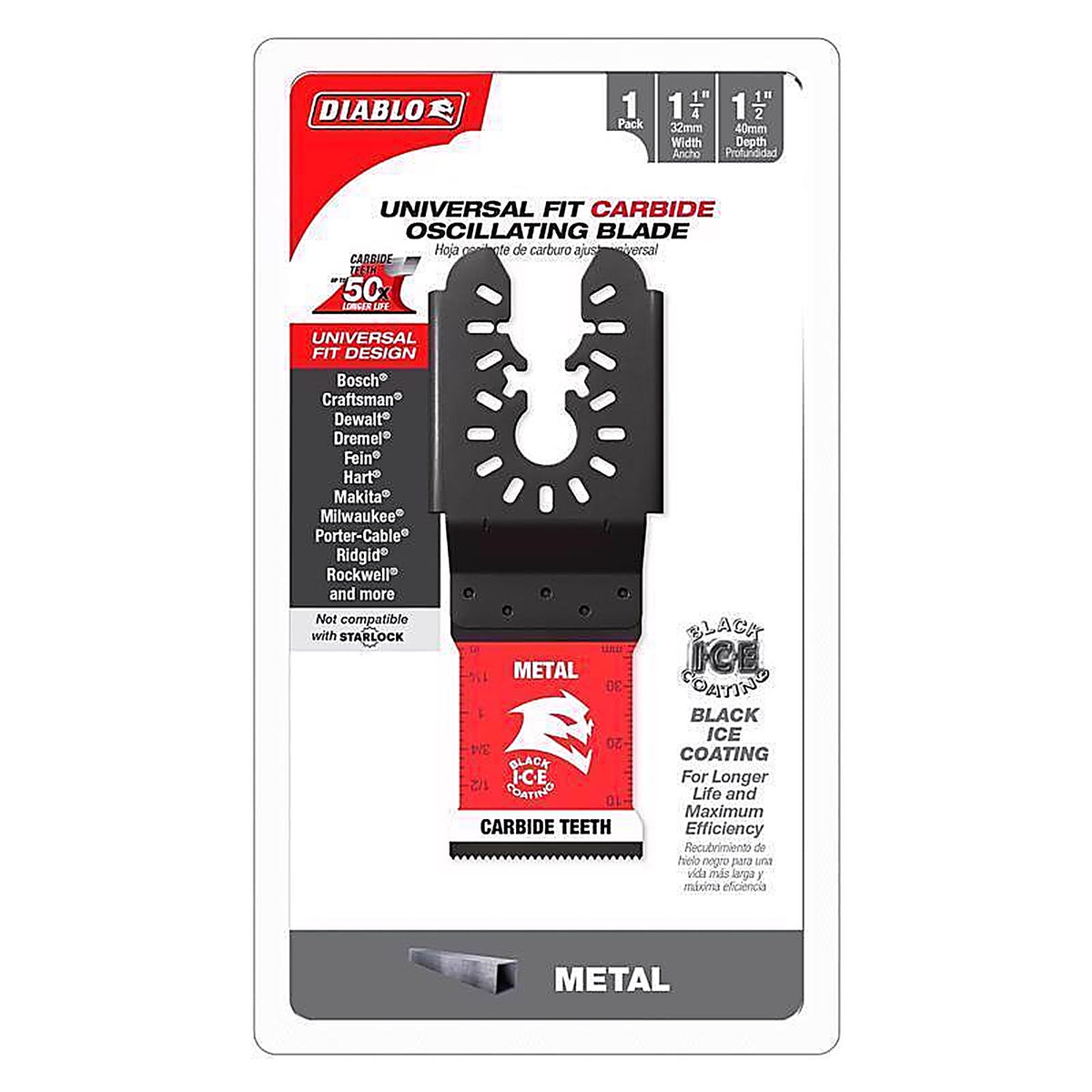 Diablo - DOU125CF - 1-1/4 In. X 1-1/4 In. W Carbide Oscillating Blade Metal 1 Pack
