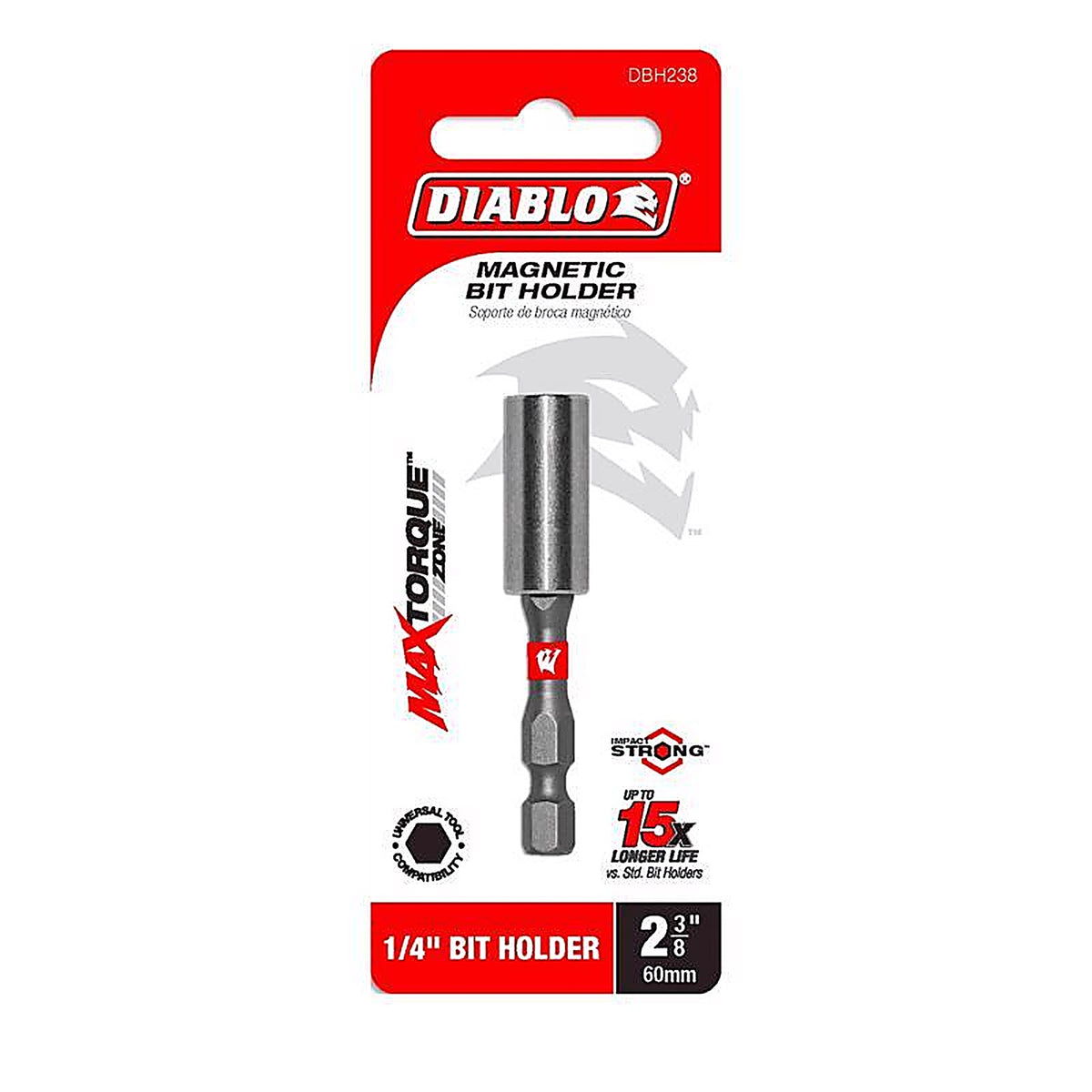Diablo - DBH238 - HEX 2-3/8 In. L Magnetic Bit Holder Black Oxide 1 Pack