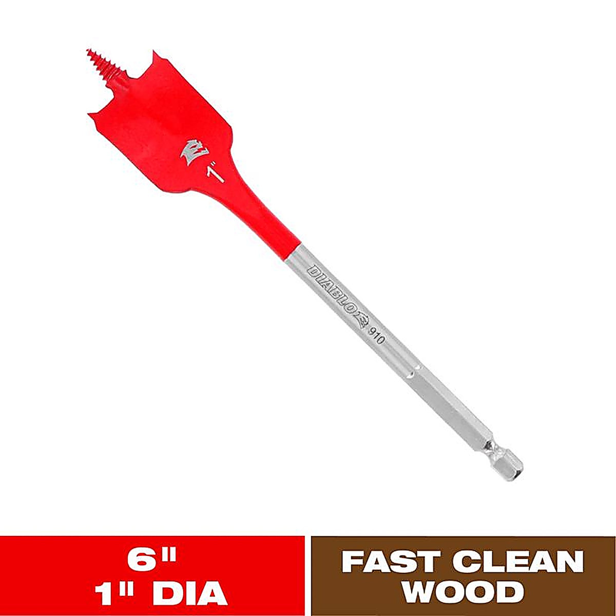 Diablo - DSP2130 - 1 In. X 6 In. L High Speed Steel Clean Wood Spade Bit HEX Shank 1 Pack