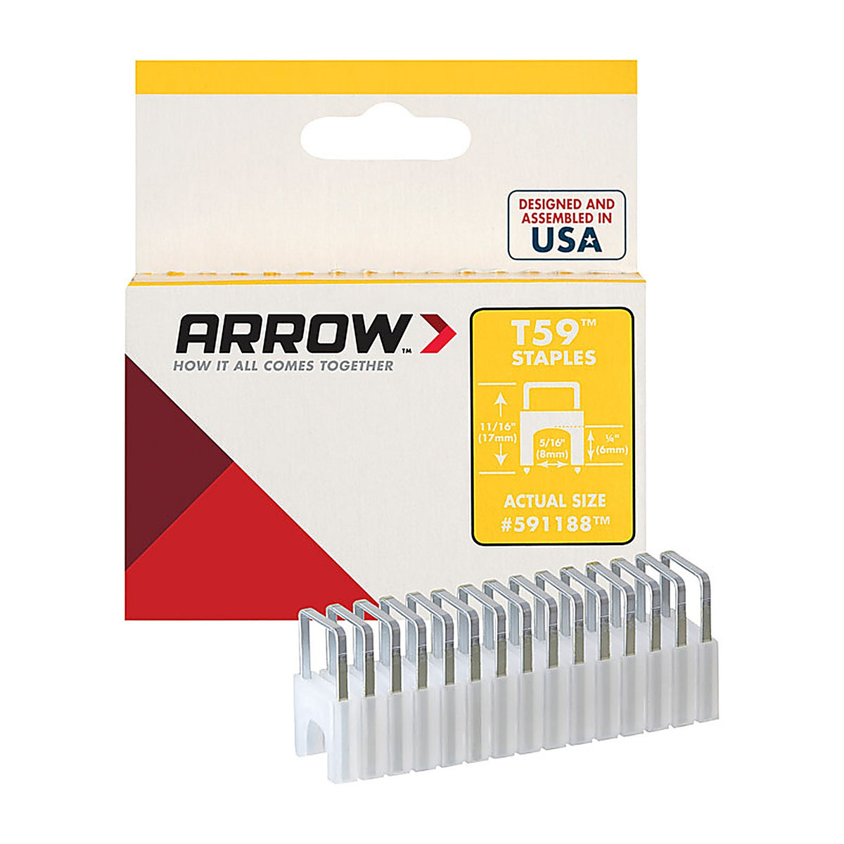 Arrow Fastener 591188 T59 5/16 in. W x 1/4 in. L 18 Ga. Wide Crown Insulated Staples 300/Pack