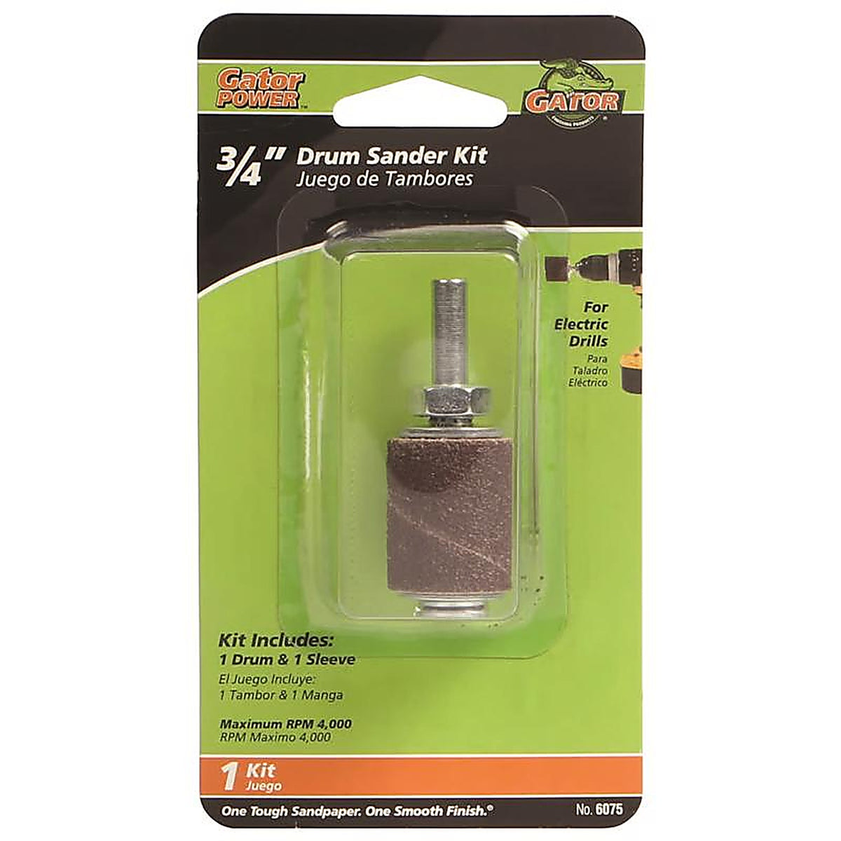 Gator 6075 3/4 in. Dia. x 3/4 in. L Aluminum Oxide Drum Sander Kit 50 Grit Coarse 1/pc.