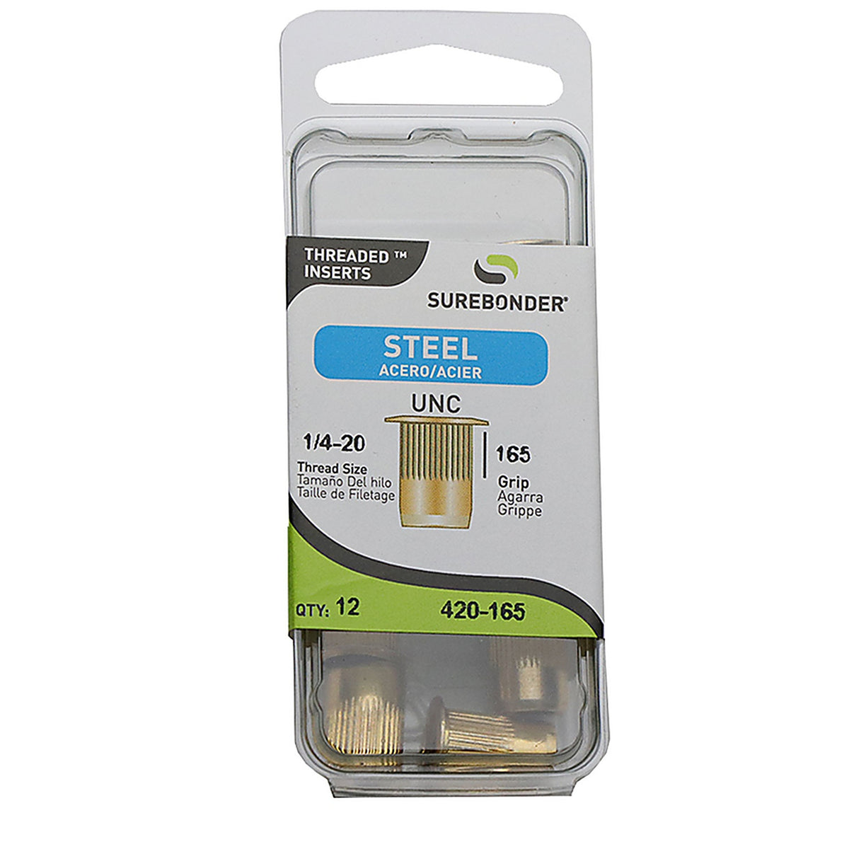 Surebonder - 420-165 - Threaded Insert 1/4 In. D X 1/8 In. Steel Rivets Gold 12 Pack
