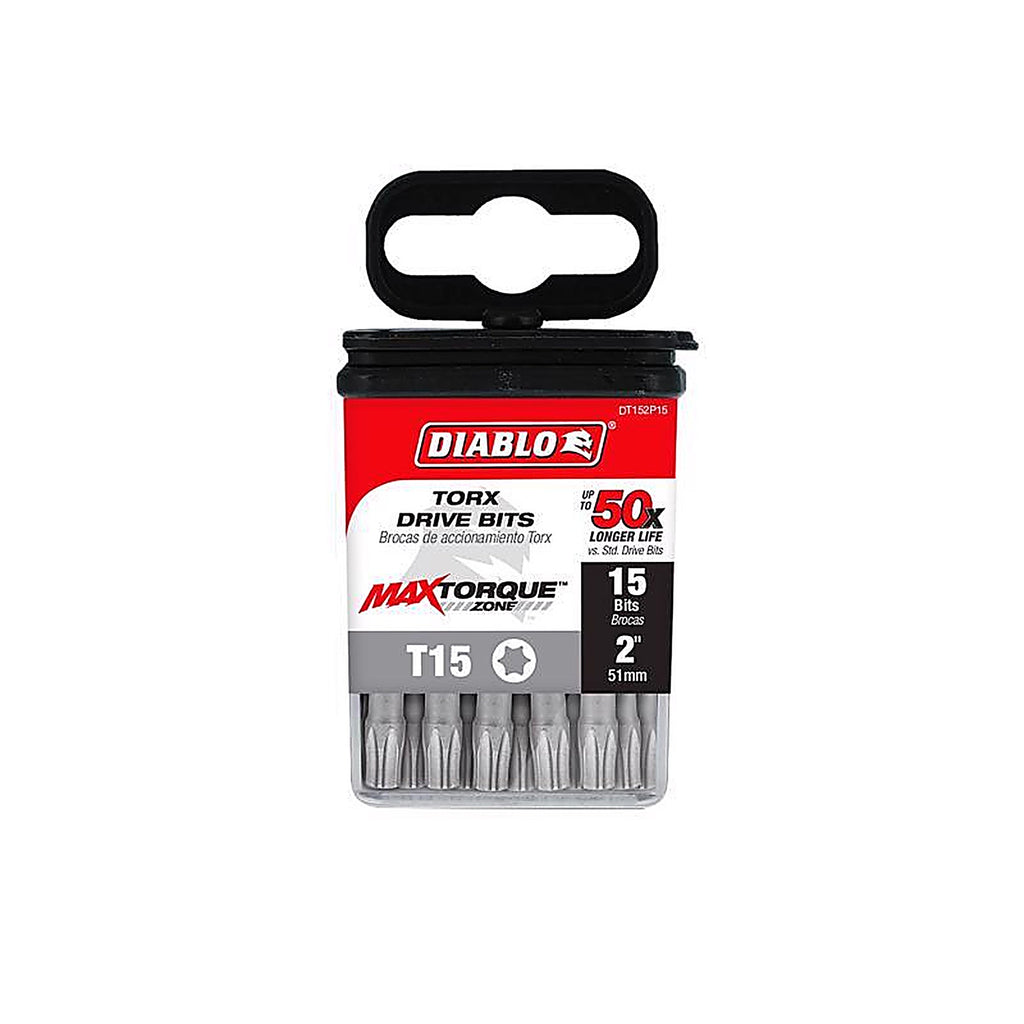 Diablo - DT152P15 - Torx #15 X 2 In. L Driver Bit Black Oxide 15 Pack