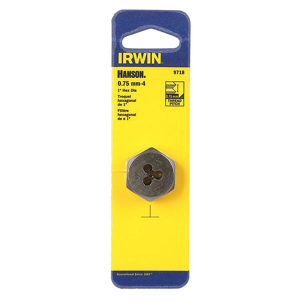 Irwin - 9718 - Hanson High Carbon Steel Metric Hexagon Die 4 - 0.75 MM 1 Piece