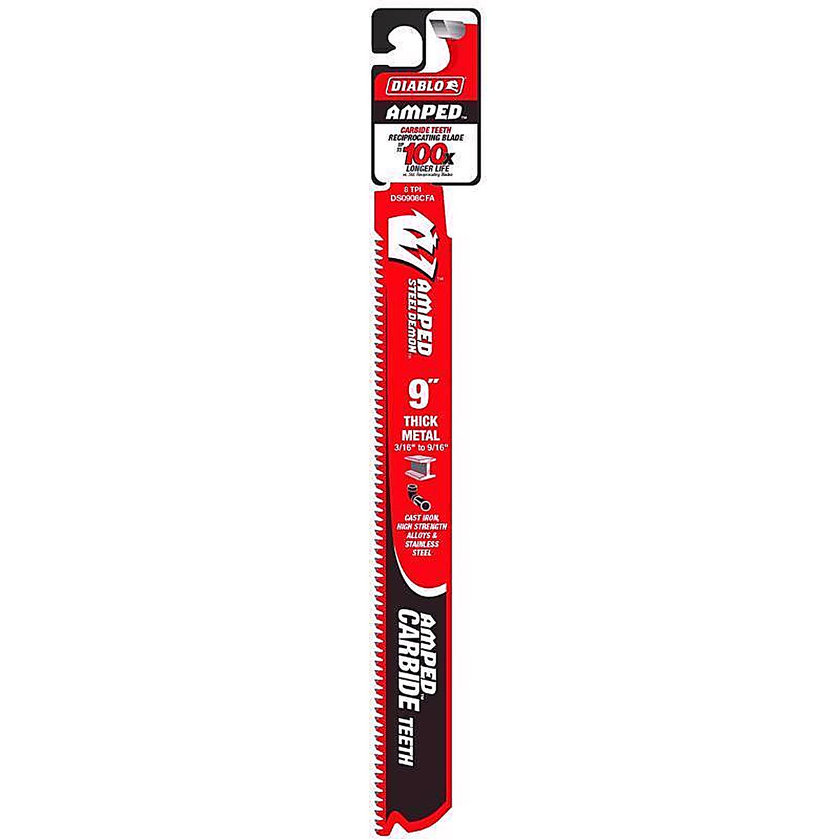 Diablo - DS0908CFA - Amped 9 In. Carbide Tipped Reciprocating Saw Blade 8 TPI 1 Pack