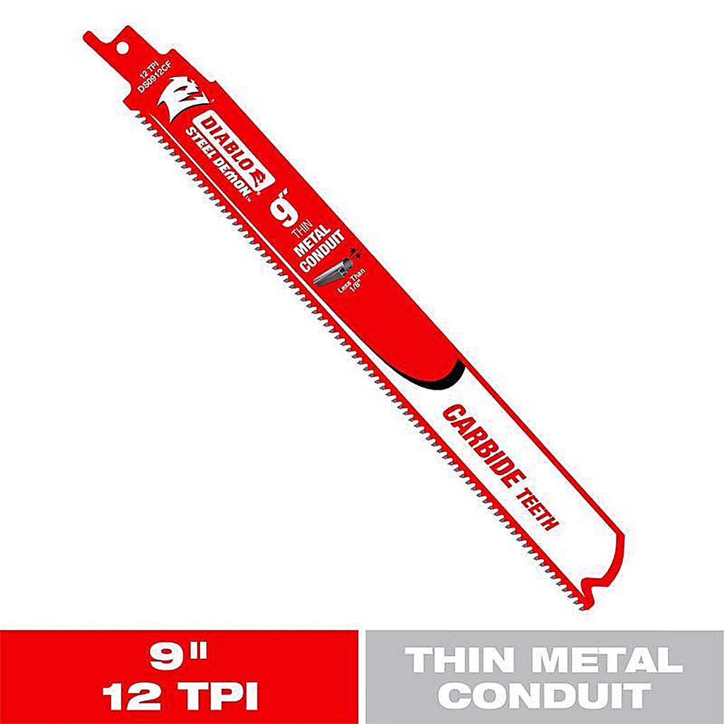 Diablo - DS0912CF - Steel Demon 9 In. Carbide Tipped Reciprocating Saw Blade 12 TPI 1 Pack