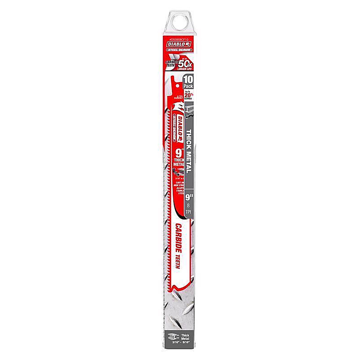 Diablo - DS0908CF10 - Steel Demon 9 In. Carbide Tipped Thick Metal Reciprocating Saw Blade 8 TPI 10 Pack