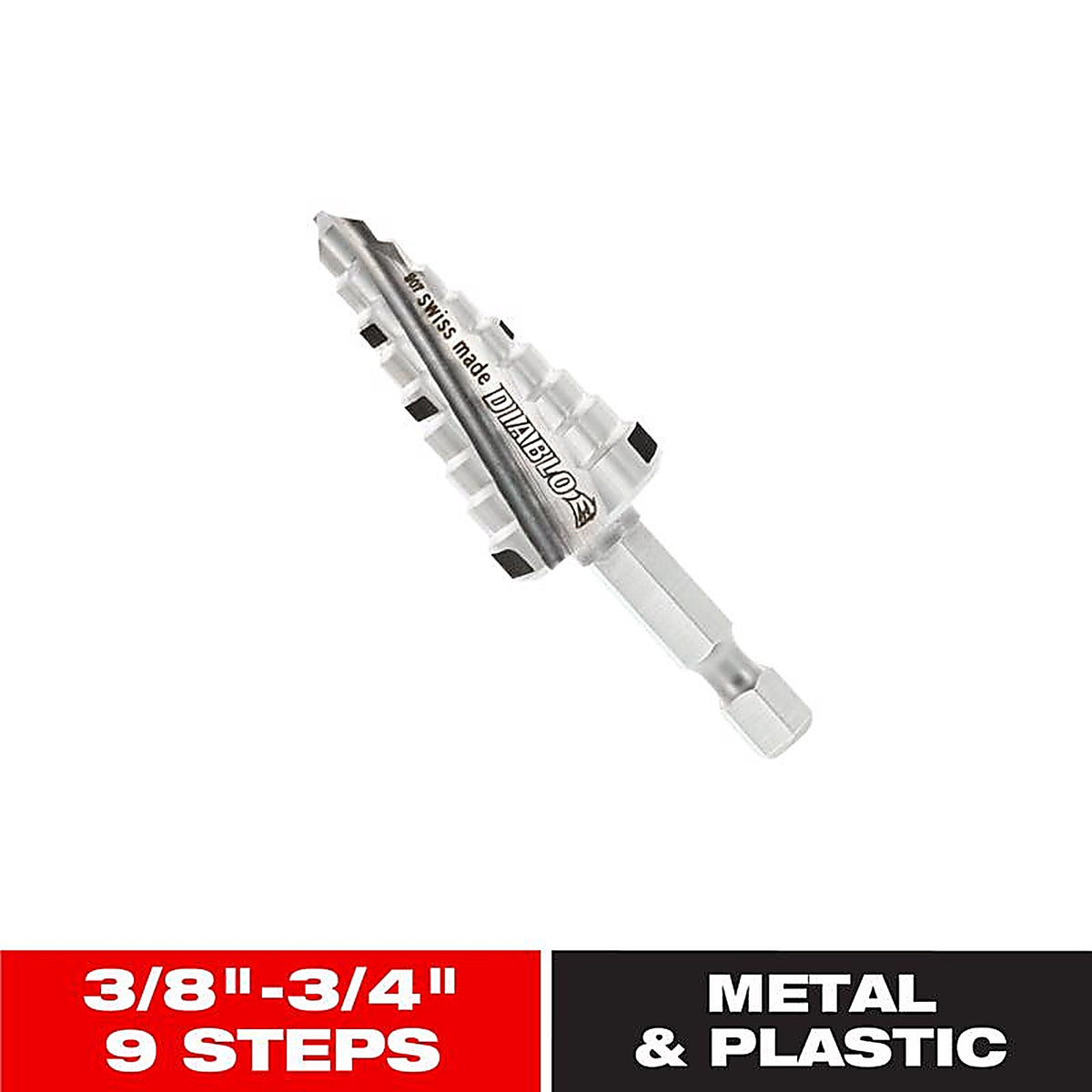 Diablo - DSD0750S09 - 3/4 In. X 2-19/32 In. L Metal Impact Step Drill Bit HEX Shank 1 Pack