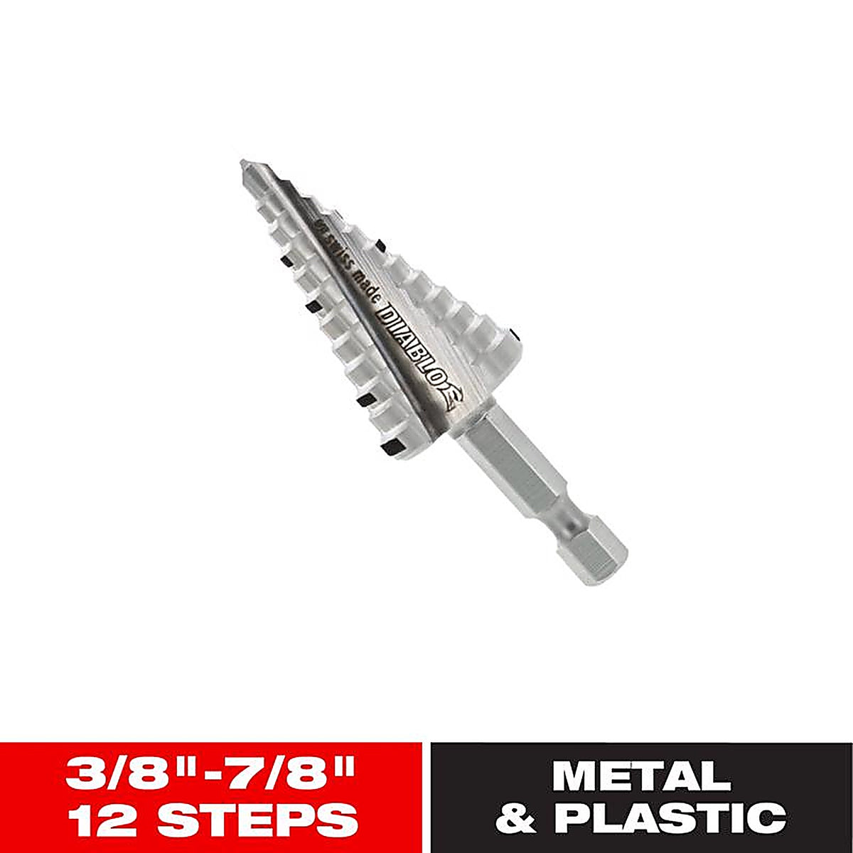 Diablo - DSD0875S12 - 7/8 In. X 2-3/4 In. L Metal Impact Step Drill Bit HEX Shank 1 Pack