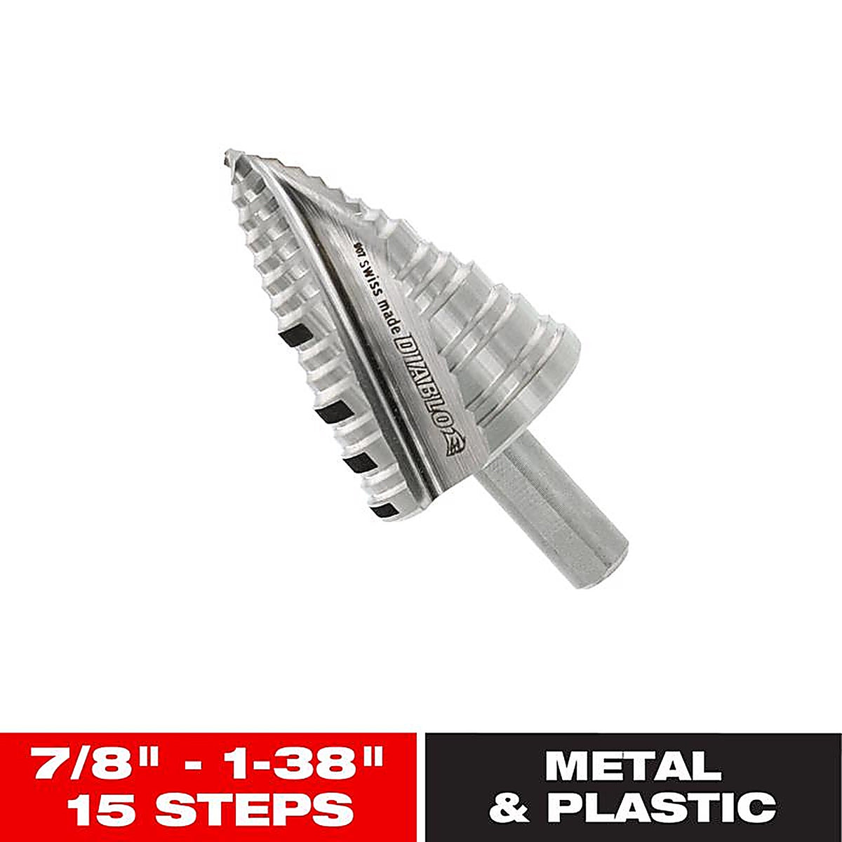 Diablo - DSD1375S15 - 1-3/8 In. X 2-29/32 In. L Metal Step Drill Bit 3-Flat Shank 1 Pack