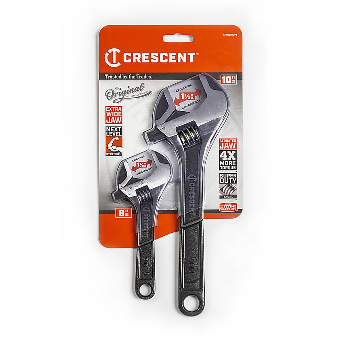 Crescent - ATWJ2610VS - Metric and SAE Wide Jaw Adjustable Wrench Set Assorted In. L 2 Piece