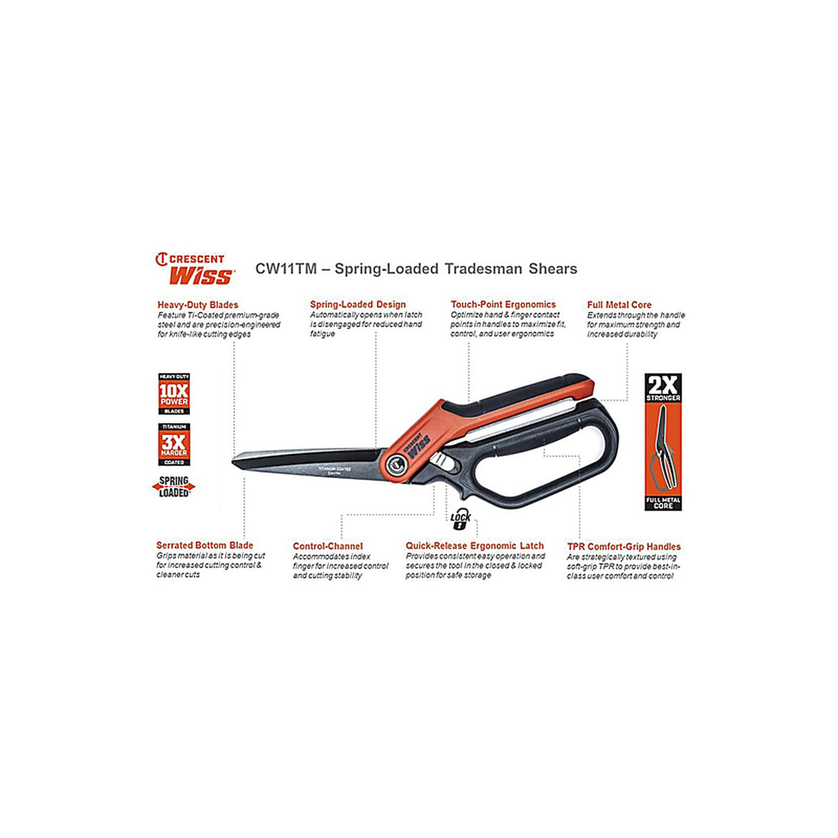 Crescent - CW11TM - Wiss 11 In. Stainless Steel Serrated Tradesman Shears 1 Piece