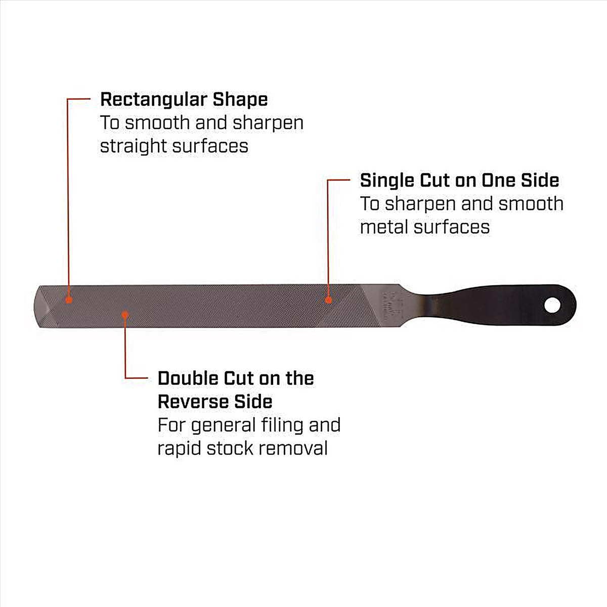 Crescent - 06706NN - Nicholson 8 In. L Steel Rectangular Double/Single Cut Axe File 1 Piece