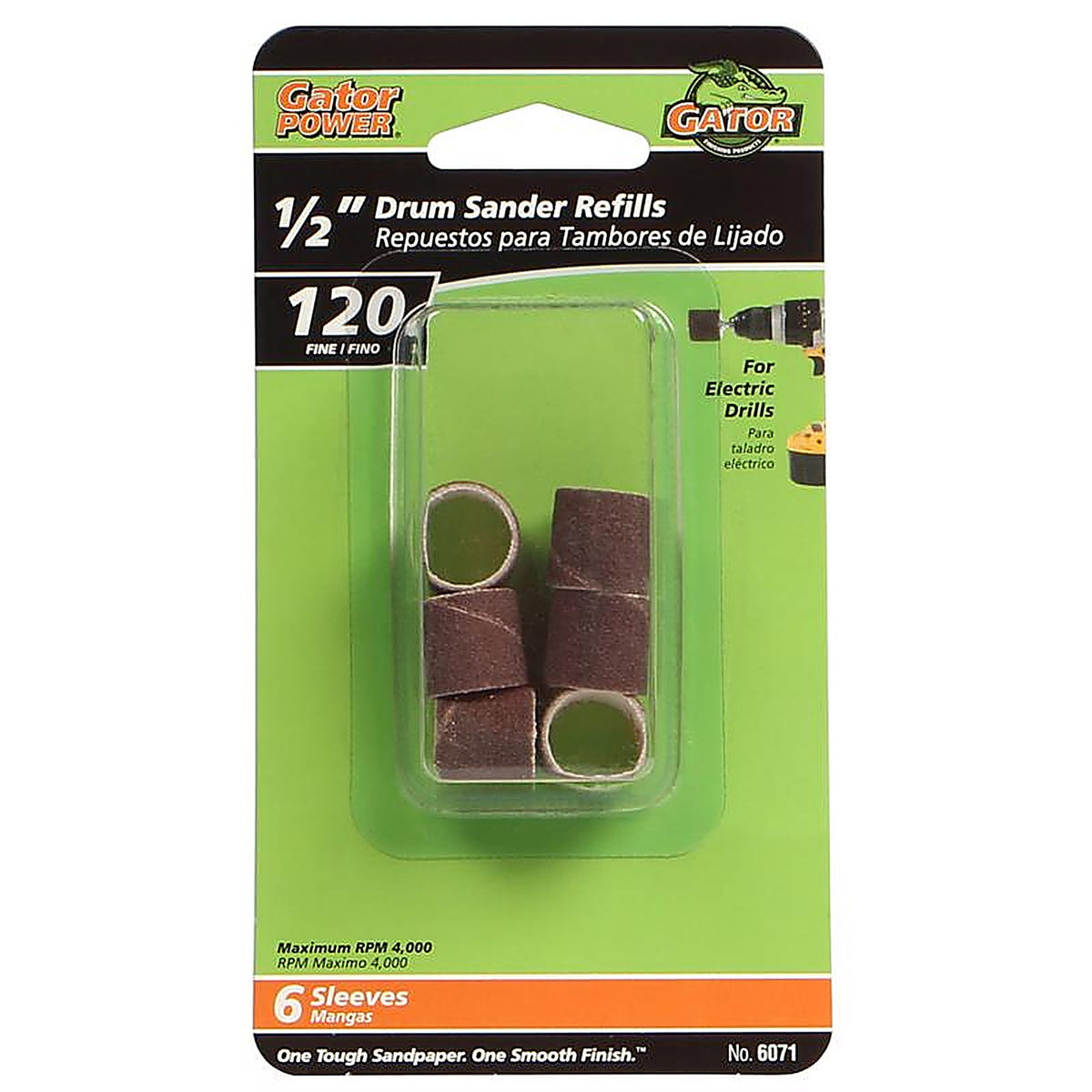 Gator 6071 0.5 in. Dia. x 1/2 in. L Aluminum Oxide Abrasive Sleeve Refill 120 Grit Fine 6/pc.