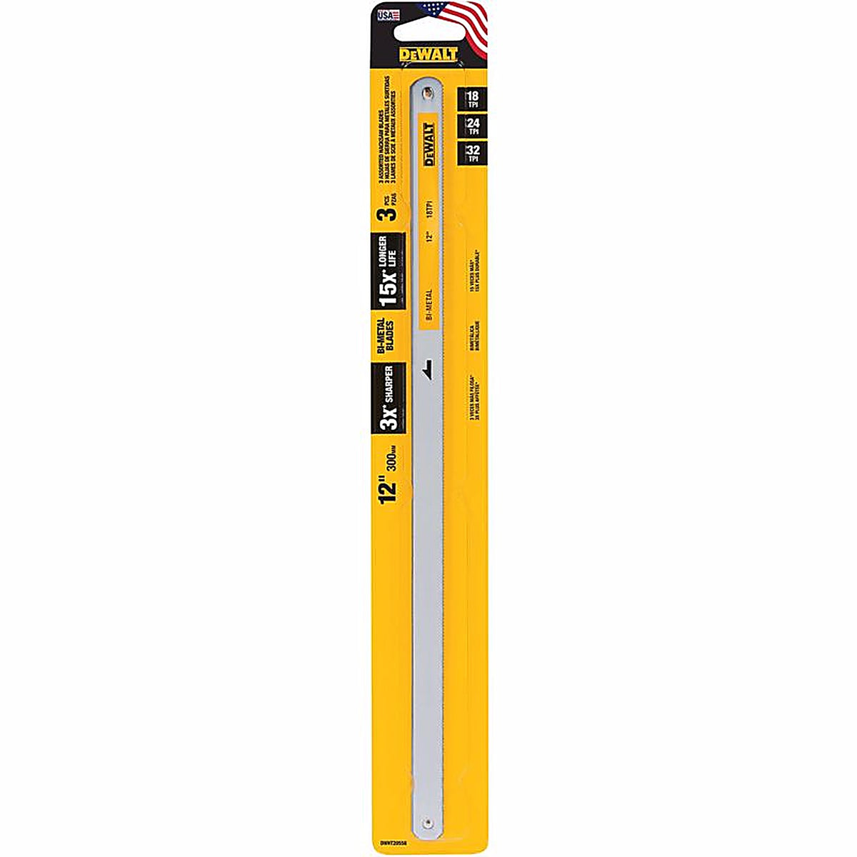 DeWalt DWHT20558 12 in. Bi-Metal Hacksaw Blade Set 3 pk
