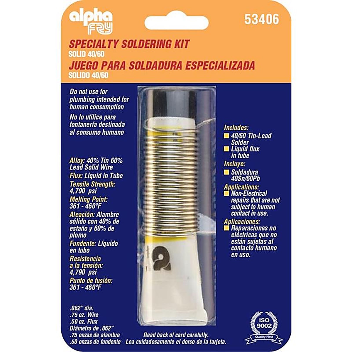 Alpha Fry - 53406 - Non-Electrical Repair Flux 0.62 In. D Tin/Lead 40/60 2 Piece