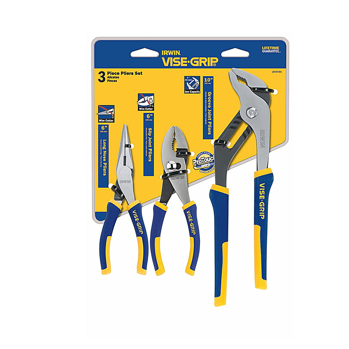 Irwin 2078704 Vise-Grip 3 pc Nickel Chrome Steel Traditional Pliers Set Assorted in. L