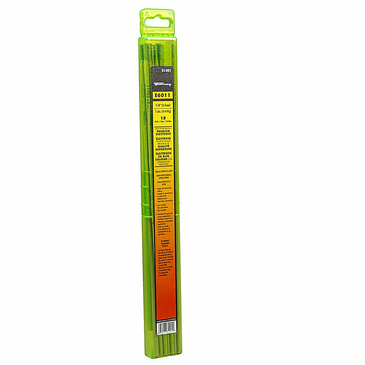 Forney 31201 1/8 in. D X 15.2 in. L E6011 Mild Steel Welding Electrodes 60000 psi 1 lb 1 pk