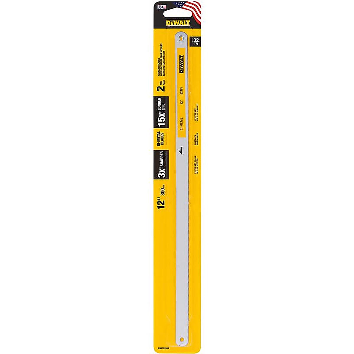 DeWalt DWHT20553 12 in. Bi-Metal Hacksaw Blades 32 TPI 2 pk